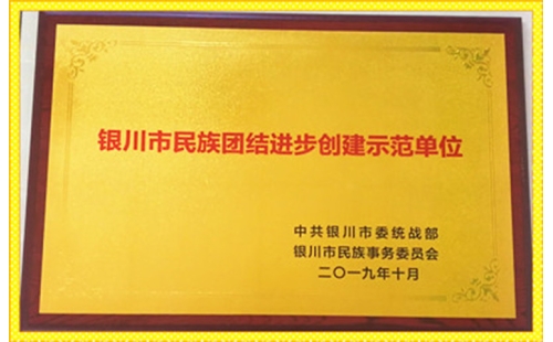 祝賀伊百盛獲得 “銀川市民族團結(jié)進步創(chuàng)建示范單位”榮譽稱號